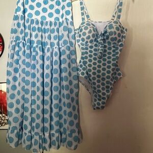 Blue Polka Dot One Piece Swimsuit